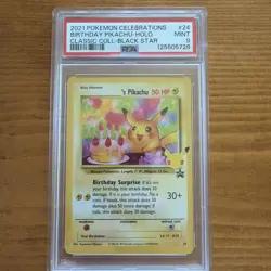 2021 Pokemon Celebrations Classic Collection Birthday Pikachu Holo Card 24-PSA 9 - Image 1
