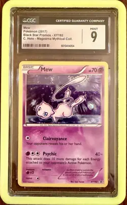 Cgc 9 MINT 2017 Pokemon XY Mew Holo XY192 Black Star Promo WITH Slab guard - Image 1