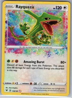 Rayquaza 138/185 SWSH04: Vivid Voltage - Pokemon Card - NM - Image 1