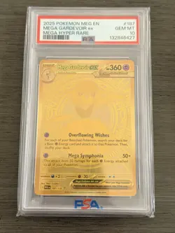 Pokemon 2025 Mega Gardevoir ex 187 Gold Hyper Rare Mega Evolution GEM MT PSA 10 - Image 1