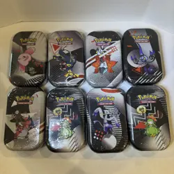 Pokemon TCG Black Bolt And White Flare Unova Mini Tin Set of 8! 2 TCG Packs Each - Image 1