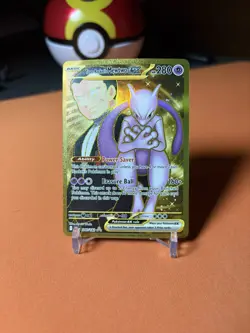 Team Rockets Mewtwo EX Full Art Gold English Card 240/182 Pokemon TCG - Image 1