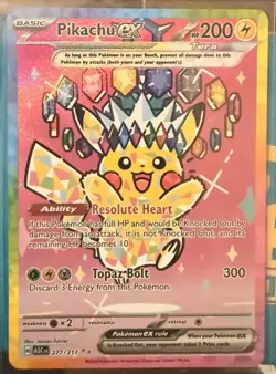 Pikachu ex 277/217 ASC EN: Tera Ability Basic Holo English Pokemon TCG Card - Image 1