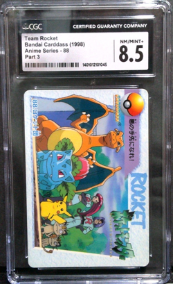 Graded 8.5 NM/Mint+ Team Rocket Bandai Carddass Pokemon Card (1998) Anime Series - Image 1