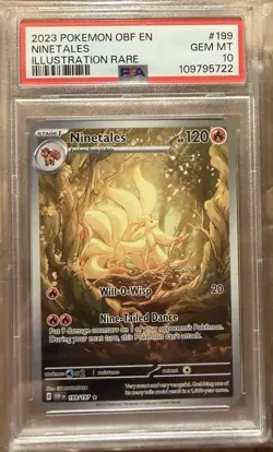 Pokemon TCG Ninetails Card 199-197 IR Obsidian Flames, PSA10 - Image 1