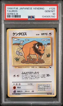 1998 POKEMON JPN VENDING SER III #128 TAUROS PSA 10 - Image 1