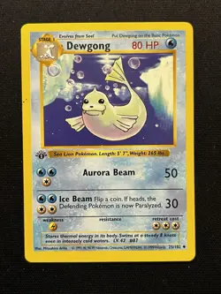 Pokemon TCG Base Set Dewgong 1st Edition Shadowless 25/102 - Image 1