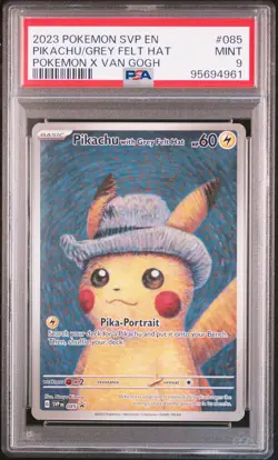 2023 POKEMON SVP EN-SV BLACK STAR PROMO #085 PIKACHU WITH GREY FELT HAT PSA 9 - Image 1
