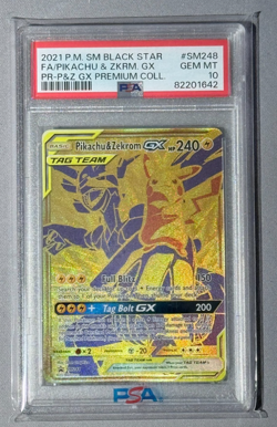 2021 POKEMON SM BLACK STAR PROMO #SM248 FULL ART/PIKACHU & ZEKROM GX (PSA 10) - Image 1