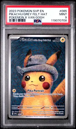 2023 POKEMON SVP EN-SV BLACK STAR PROMO #085 PIKACHU WITH GREY FELT HAT PSA 9 - Image 1