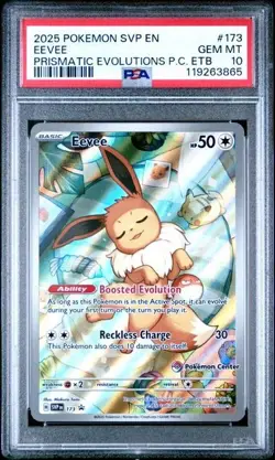 PSA 10 - 2025 Pokemon Prismatic Evolutions EEVEE Pokemon Center Promo #173 3865 - Image 1