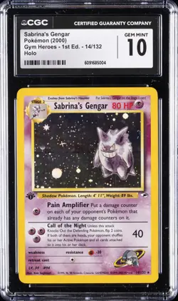 2000 POKEMON GYM HEROES 1ST ED #14 SABRINA'S GENGAR CGC 10 - Image 1
