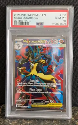 2025 POKEMON MEG EN-MEGA EVOLUTION ULTRA RARE #160 MEGA LUCARIO EX PSA 10 - Image 1