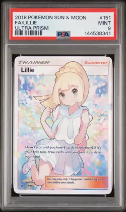 2018 POKEMON SUN & MOON ULTRA PRISM #151 FULL ART/LILLIE PSA 9 - Image 1