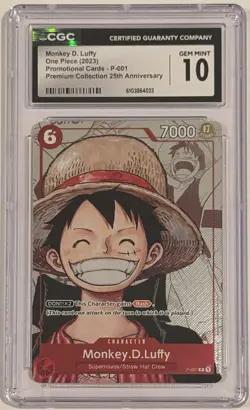 2023 One Piece Monkey D. Luffy Premium Promo 25TH P-001 CGC 10 Gem Mint - Image 1