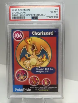PSA 6 Charizard 1999 Burger King Pokemon UnPerforated card #6 Ex-Mt - Image 1