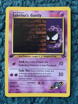 1st Edition SABRINA'S GASTLY 96/132 Gym Challenge - Pokemon WOTC Card - NM - Image 1