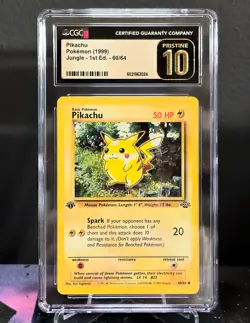 CGC 10 PRISTINE Pikachu Jungle 1st Edition Pokemon Card - Image 1