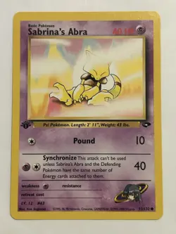 Pokemon TCG Sabrina's Abra Gym Challenge 1st Edition Common 93/132 - Image 1