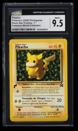 2000 Pokemon World Collection Pikachu CGC 9.5 Portuguese #1 Black Star Promo - Image 1