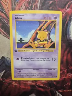 Abra Common 43/102 MP/HP 1st Edition Shadowless Base Set Pokemon - Image 1