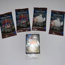 Disney Lorcana TCG - Azurite Sea 4 Sealed Booster Packs + Stitch Alien Bucaneer - Image 1
