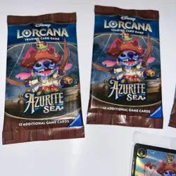 Disney Lorcana TCG - Azurite Sea 4 Sealed Booster Packs + Stitch Alien Bucaneer - Image 2