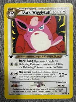 Pokemon TCG Neo Destiny Dark Wigglytuff Card 40/105 Vintage First Edition - Image 1
