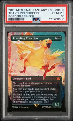 PSA 10 GEM Mint Traveling Chocobo Borderless Foil 0406 Final Fantasy MTG - Image 1