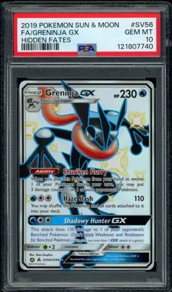Pokemon PSA 10 Greninja GX SV56/SV94 Sun & Moon Hidden Fates Shiny Vault Mint - Image 1