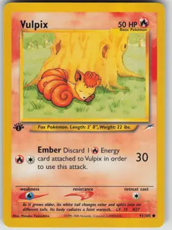 Pokemon TCG Vulpix Common Neo Destiny 1st Edition 091/105 - Image 1