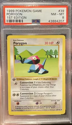 Pokemon 1st Edition Base Set Porygon 39/102 PSA 8 - Image 1