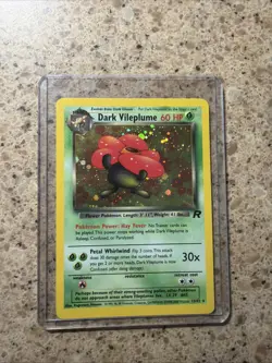 Pokemon Dark Vileplume TCG Holo Card Unlimited Rare, Vintage 13/82 - Image 1