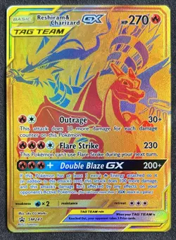 Reshiram & Charizard GX SM247 Sun & Moon Tag Team Holo Pokemon Card NM - Image 1