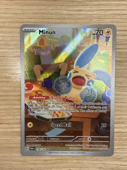 🔥Pokemon TCG Minun Card 194/182 Paradox Rift IR Holo NM Condition🔥 - Image 1