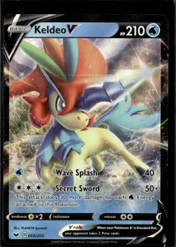 Pokemon Keldeo V 053/202 Sword Shield Base Set Ultra Rare Holo - Image 1