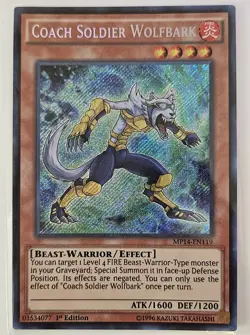 Coach Soldier Wolfbark MP14-EN119 Secret Rare 1st Edition Near Mint. YuGiOh! - Image 1