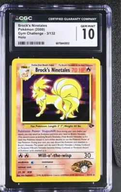 Brock's Ninetales Gym Challenge Holo Pokemon Card 2000 CGC 10 Gem Mint 3/132 - Image 1