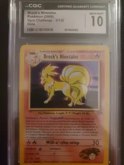 Brock's Ninetales Gym Challenge Holo Pokemon Card 2000 CGC 10 Gem Mint 3/132 - Image 3