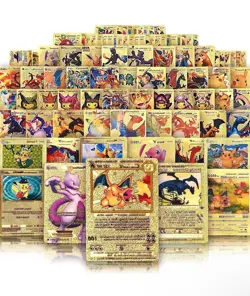 New 55PCS Pok Card Foil GOLD PACK CARDS TCG GX Vmax GX Card Charizard Rare - Image 1