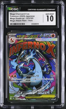 CGC 10 Mega Charizard X EX 223/193 Attack Rare Holo Pokemon Gem Mint PSA - Image 1