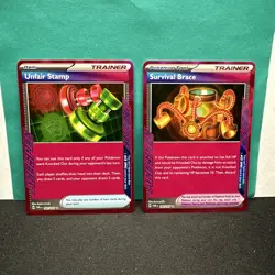 Pokemon Twilight Masquerade - Unfair Stamp 165/167 & Survival Brace 164/167 -NM - Image 1