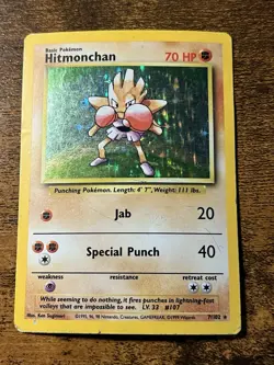 Pokemon TCG WOTC Base Set Hitmonchan 7/102 Holo Rare Unlimited - Image 1