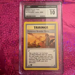 CGC 10 GEM MINT Pokemon Breeder Fields 62/64 First 1st Edition Neo Revelation - Image 1