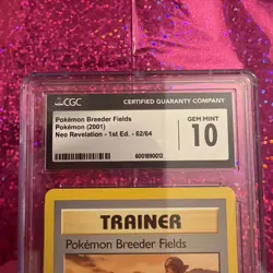 CGC 10 GEM MINT Pokemon Breeder Fields 62/64 First 1st Edition Neo Revelation - Image 3