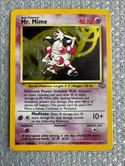 1999 WOTC Pokemon Game Jungle Set Mr. Mime Holo 6/64 MP - Image 1