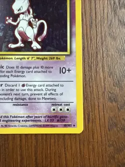 MEWTWO (Holo) 1999 Pokemon Base Unlimited 10/102 - LP - Image 5