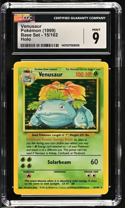 1999 Pokemon Base Set Venusaur #15 Holo CGC 9 - Image 1