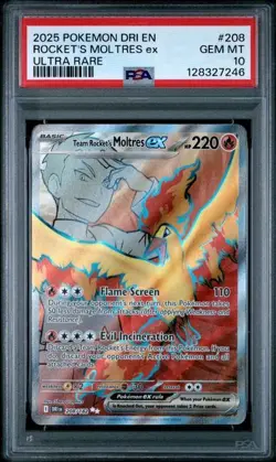 PSA 10 - Team Rockets Moltres EX 208/182 Pokemon TCG Sv10: Destined Rivals - Image 1