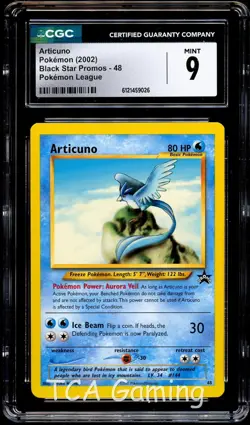 CGC 9 MINT Articuno # 48 WOTC Black Star PROMO League Pokemon Card 026 - Image 1